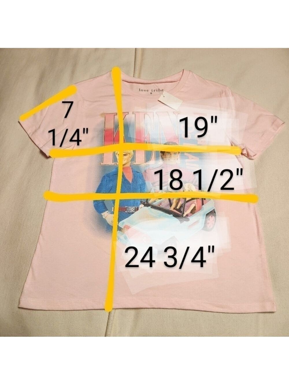 Love Tribe Barbie Ken Graphic Tee Pink Blue Crew Neck Small - Picture 8 of 8